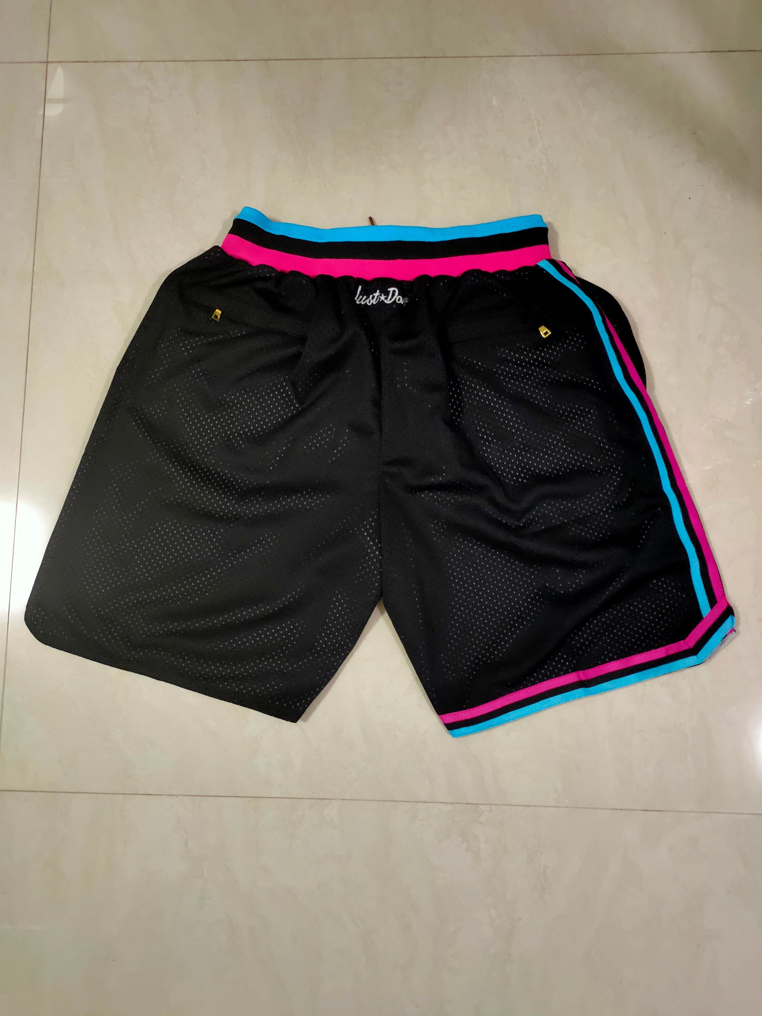 Miami Heat Black Juston Retro Pocket City Shorts - tingfengxie