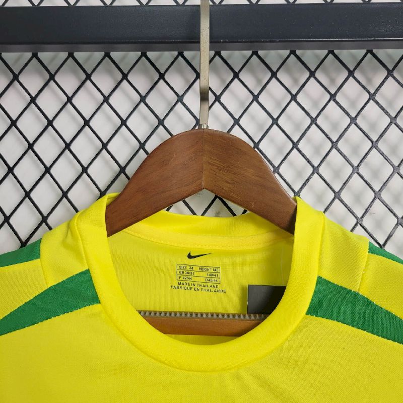2002 Retro Kids Size Brazil Home Soccer Jersey - tingfengxie