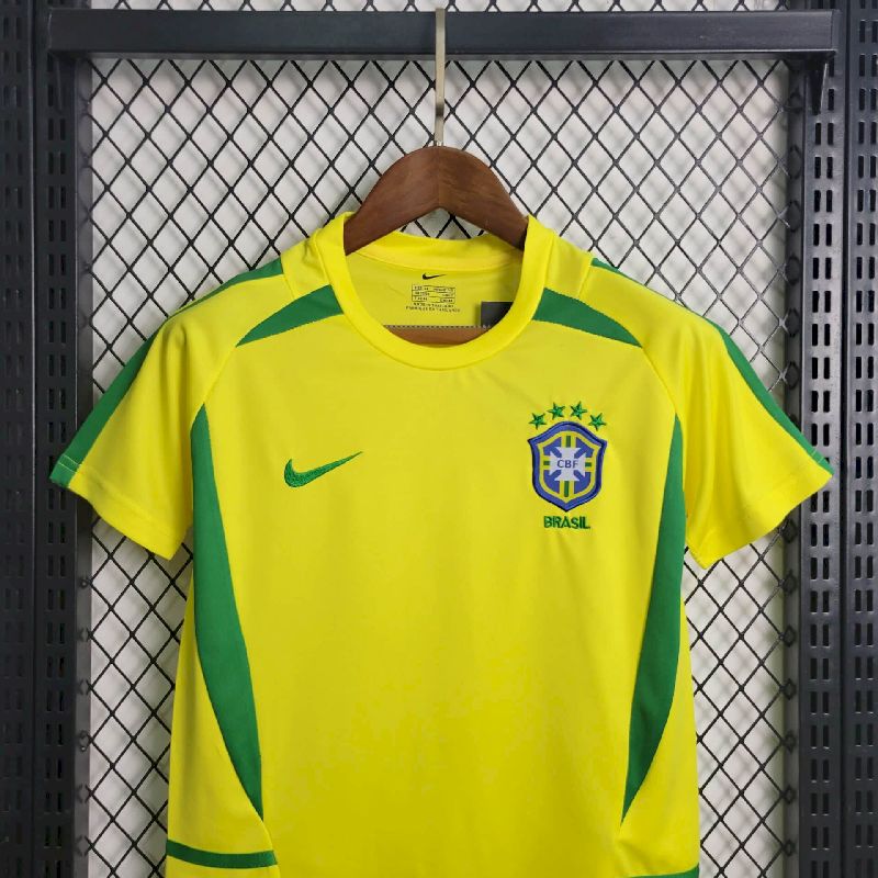 2002 Retro Kids Size Brazil Home Soccer Jersey - tingfengxie