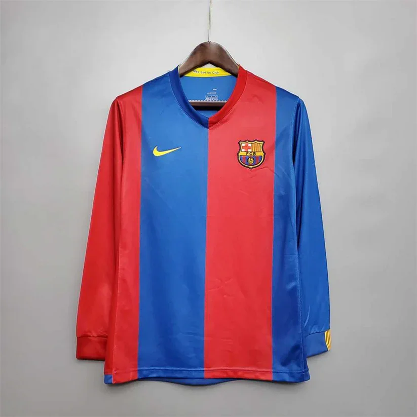 Long Sleeve 2006/2007 Retro Barcelona Home Football Shirt 1:1 Thai Quality - tingfengxie