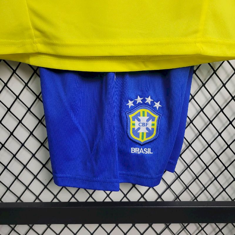 2002 Retro Kids Size Brazil Home Soccer Jersey - tingfengxie