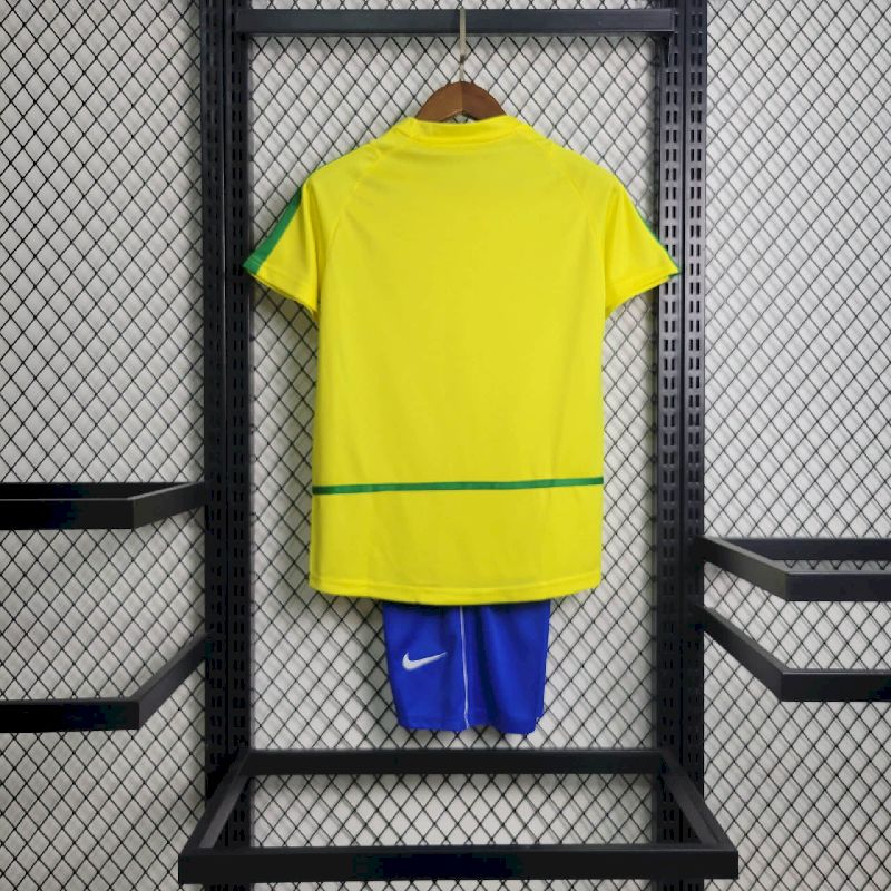 2002 Retro Kids Size Brazil Home Soccer Jersey - tingfengxie
