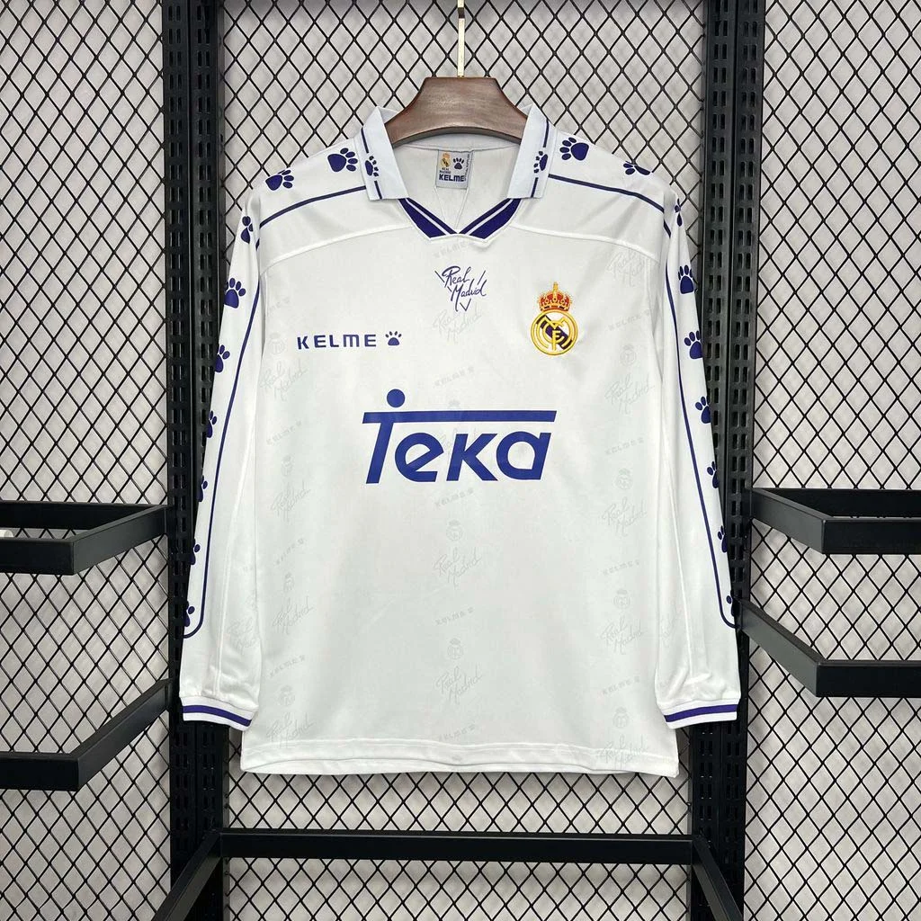 1994-1996 Retro Long Sleeve Real Madrid Home Football Shirt 1:1 Thai Quality - tingfengxie