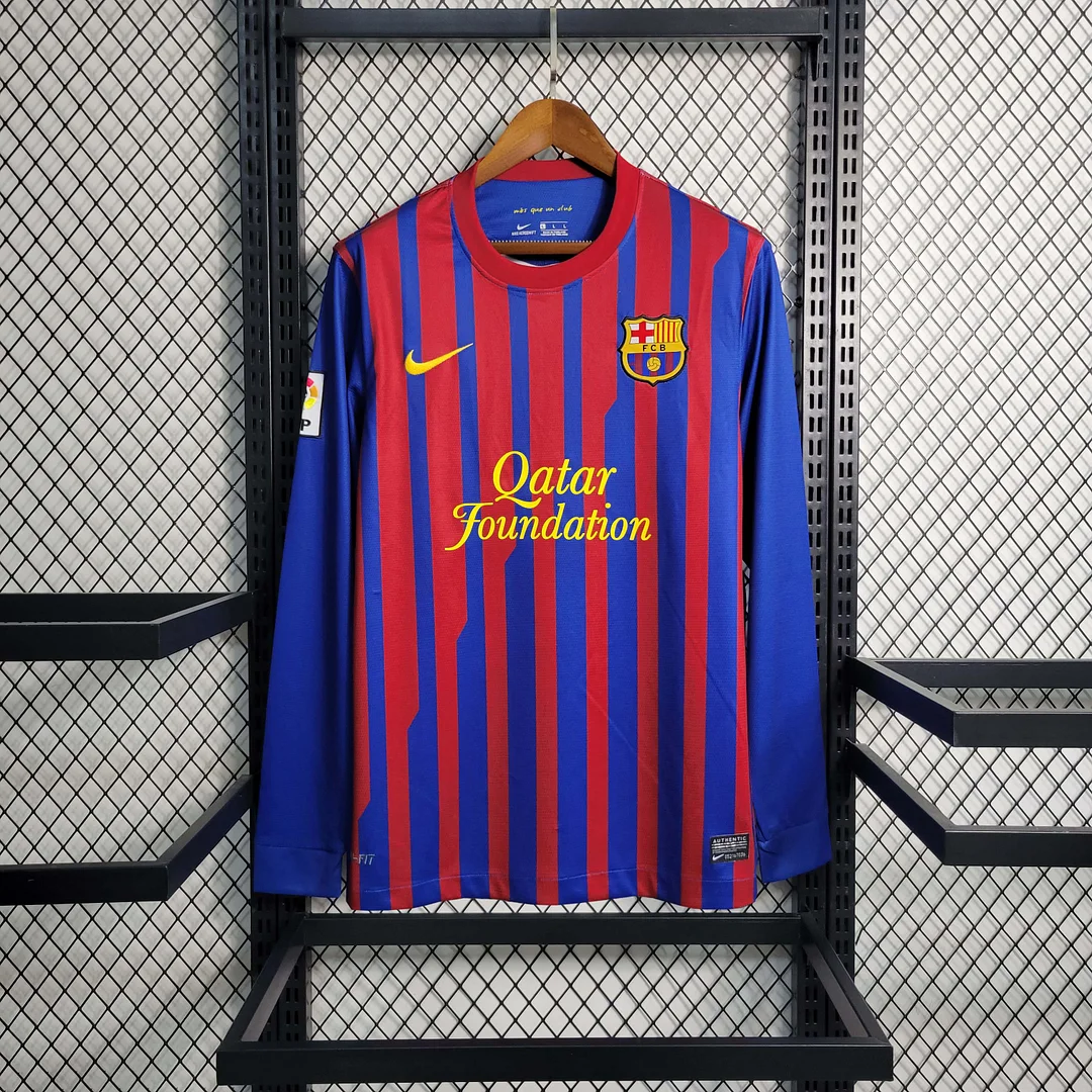 2011-2012 Retro Long Sleeve Barcelona Home Football Shirt 1:1 Thai Quality - tingfengxie