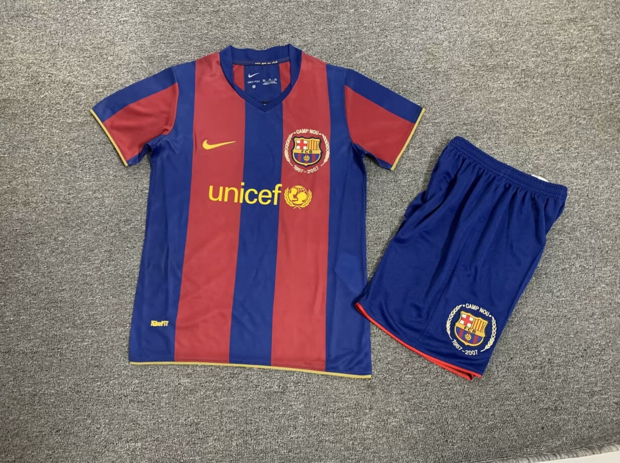2007/2008 Retro Kids Size Barcelona Home Football Shirt 1:1 Thai Quality - tingfengxie