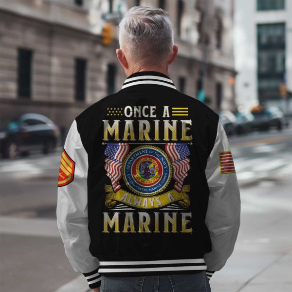 A Marine always a marine Black Varsity Jacket