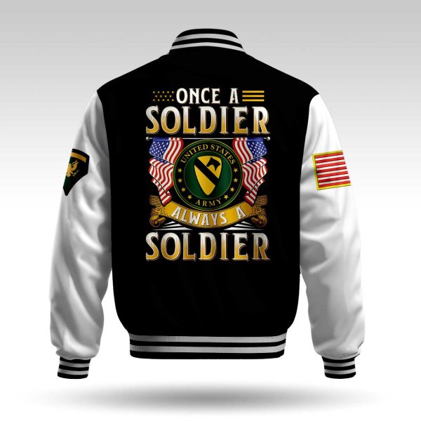 a soldier always a soldier Black Varsity Jacket
