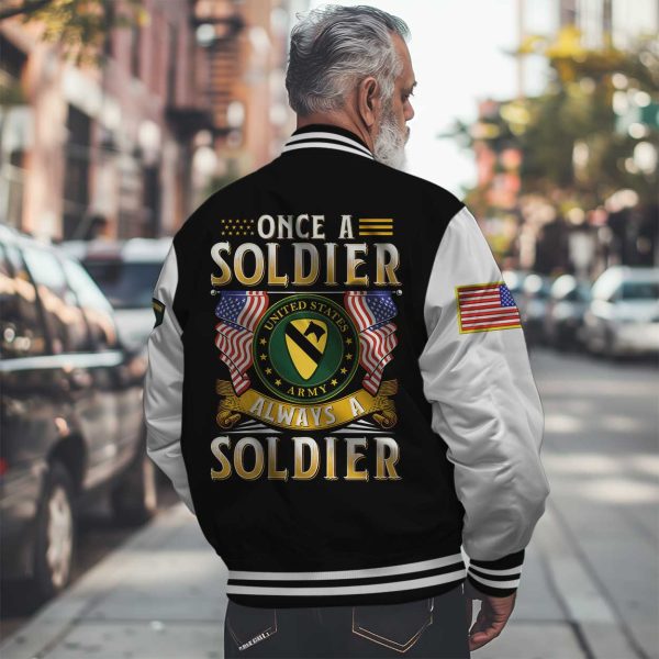 a soldier always a soldier Black Varsity Jacket