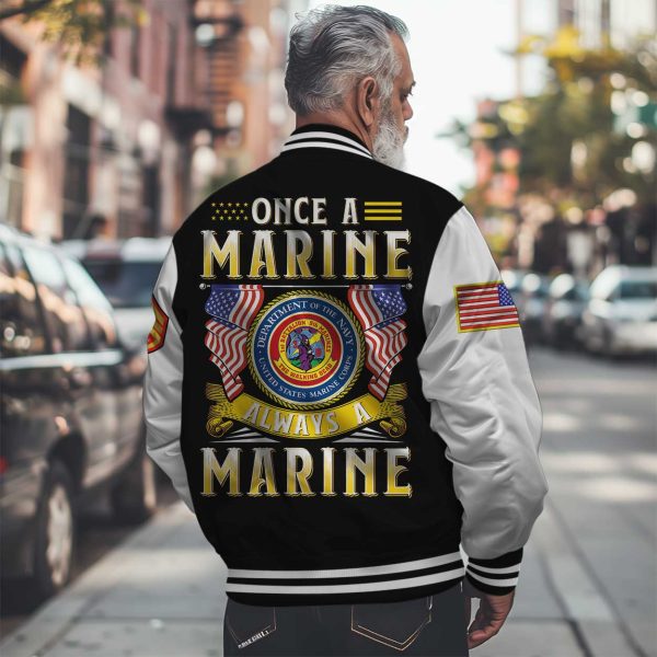 A Marine always a marine Black Varsity Jacket