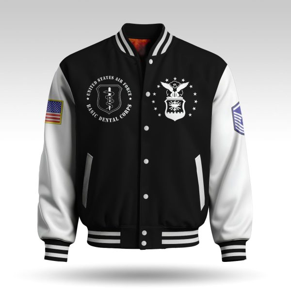 AirForce Badge Once An Airman always an airman Black Varsity Jacket