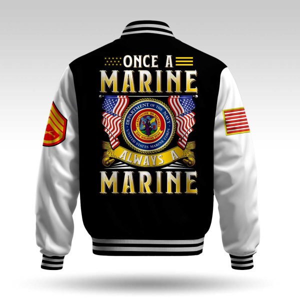 A Marine always a marine Black Varsity Jacket