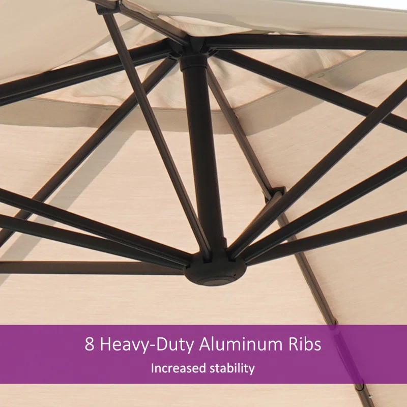 Kappel 10 x 13 Ft Rectangular Tilt Adjustable Curved Cantilever Umbrella with Base