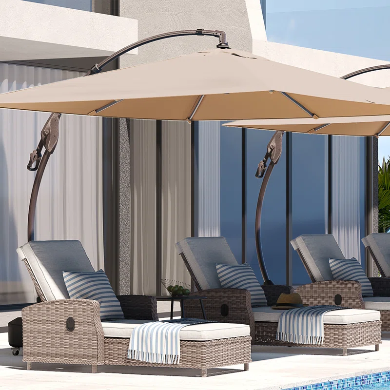 Kappel 10 x 13 Ft Rectangular Tilt Adjustable Curved Cantilever Umbrella with Base