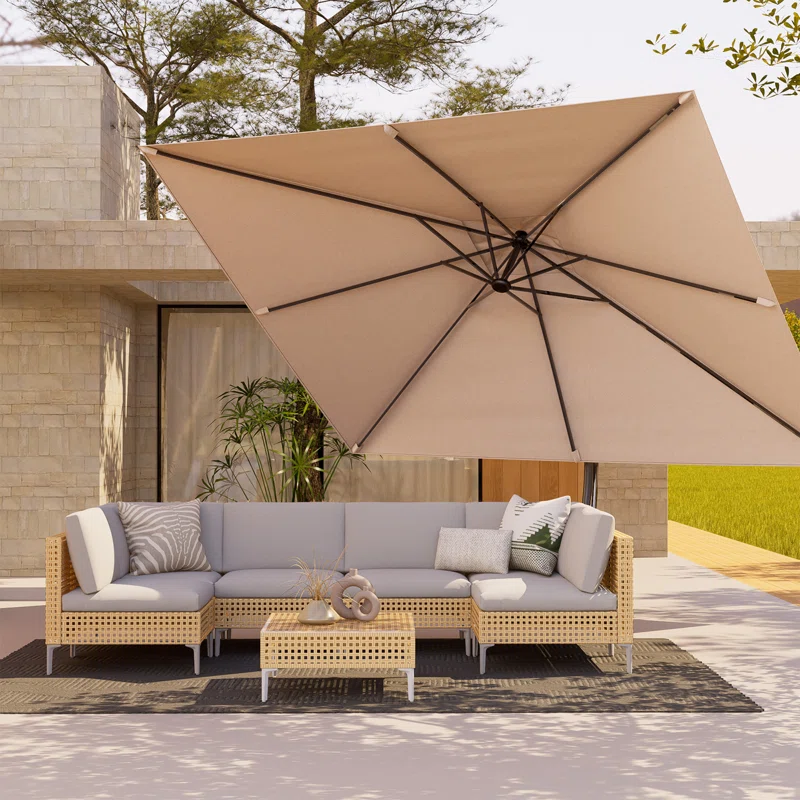 Kappel 10 x 13 Ft Rectangular Tilt Adjustable Curved Cantilever Umbrella with Base