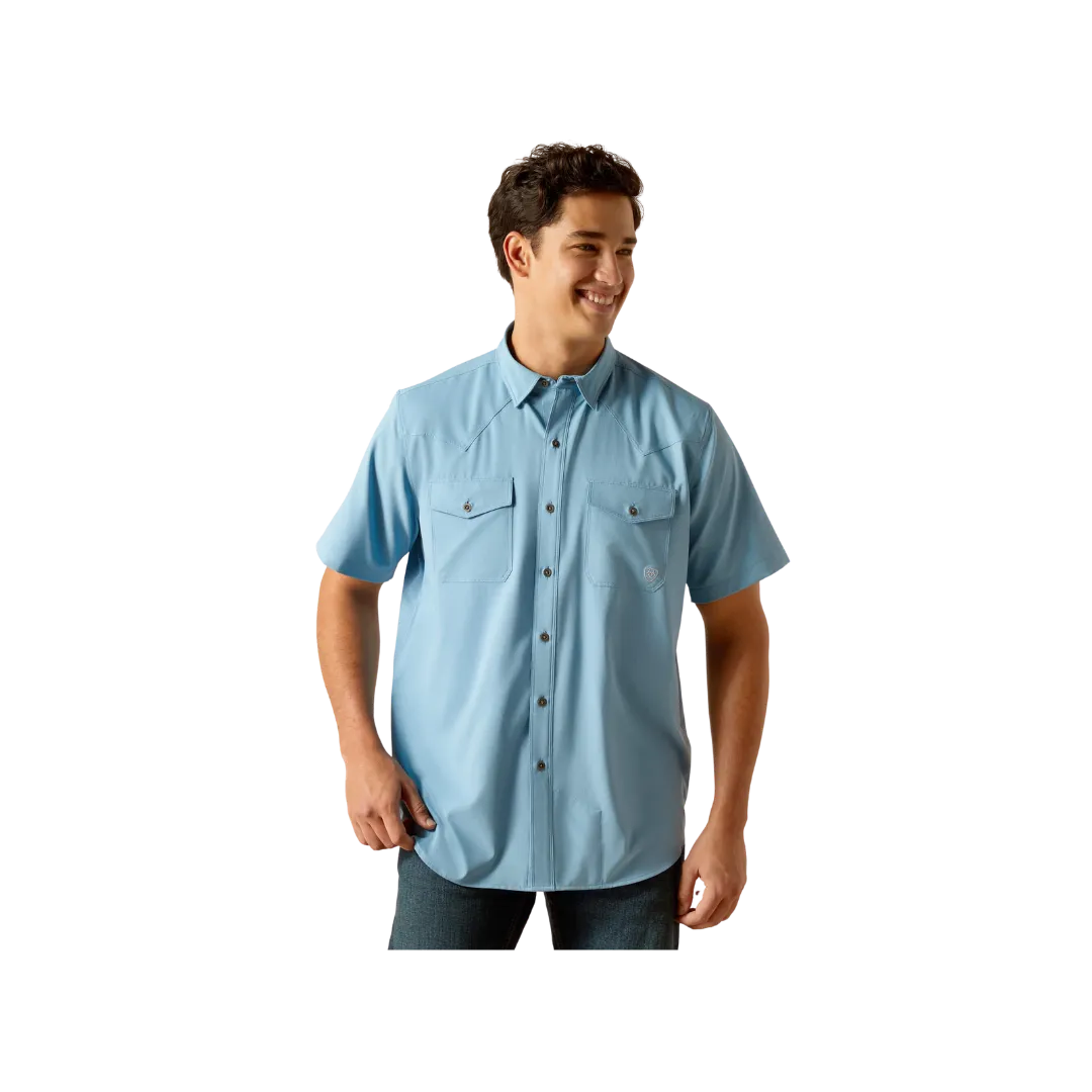 Arithtat Men's Venttek Western Fitted Ss Blue Dawn Shirt
