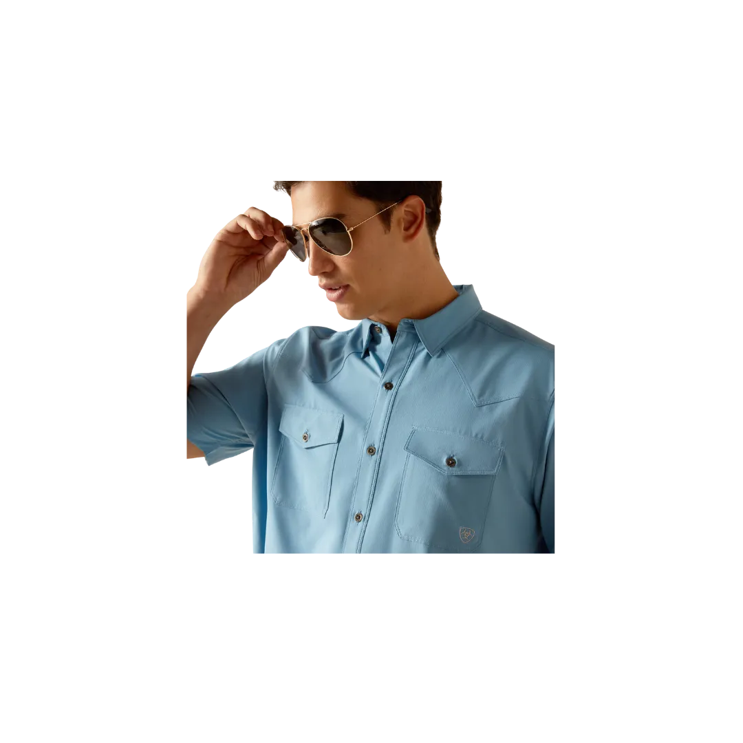 Arithtat Men's Venttek Western Fitted Ss Blue Dawn Shirt