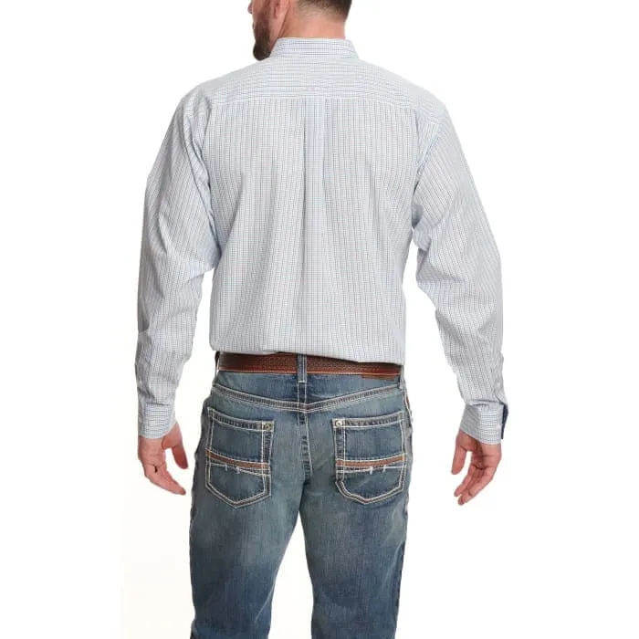 Arithtat Men's Emerson Wrinkle Free Peach And Teal Plaid Shirt