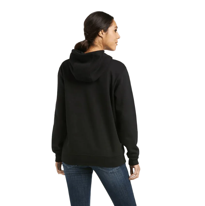 Arithtat Women's REAL Black Chest Logo Hoodie