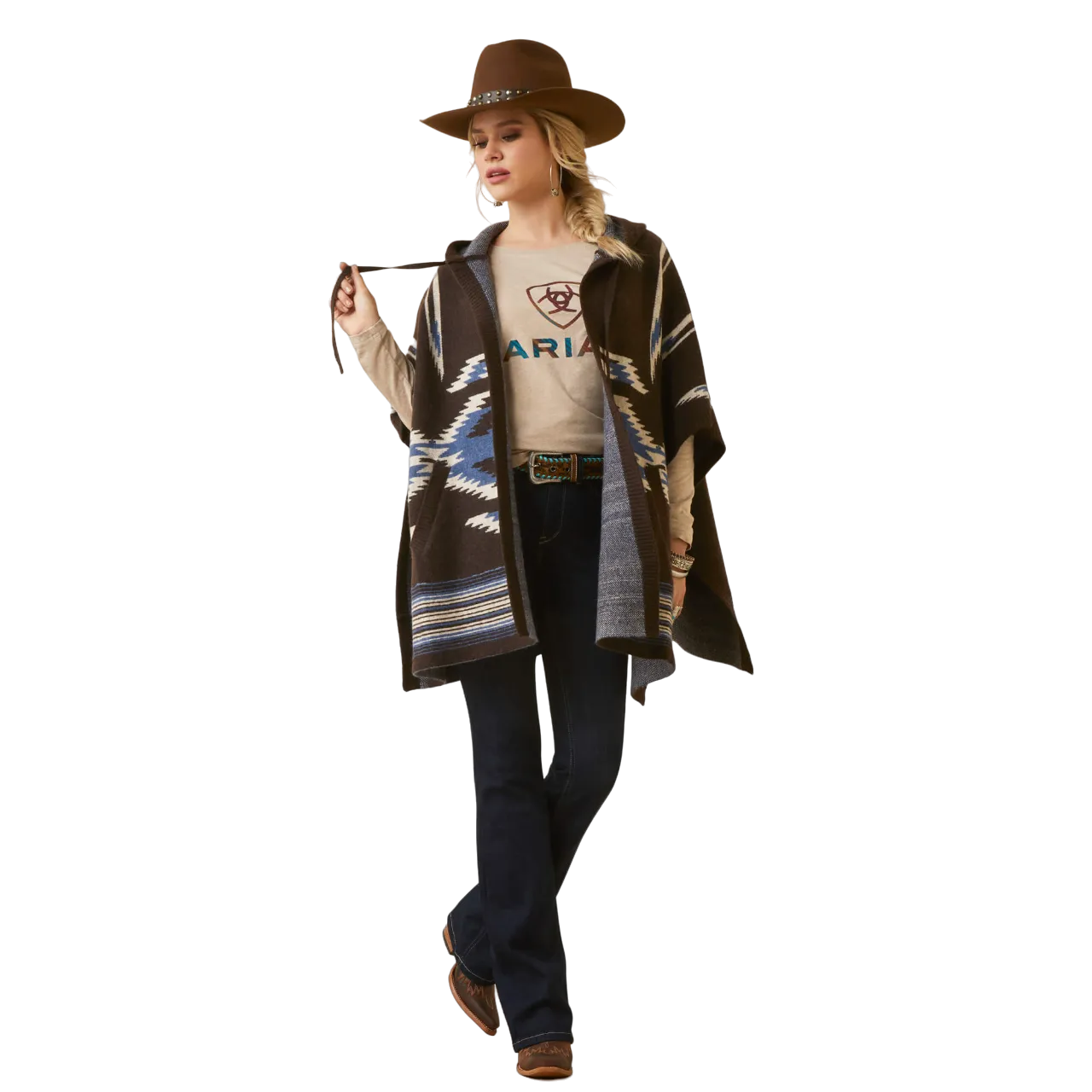 Arithtat Women's Shave Chocolate Chimayo Poncho