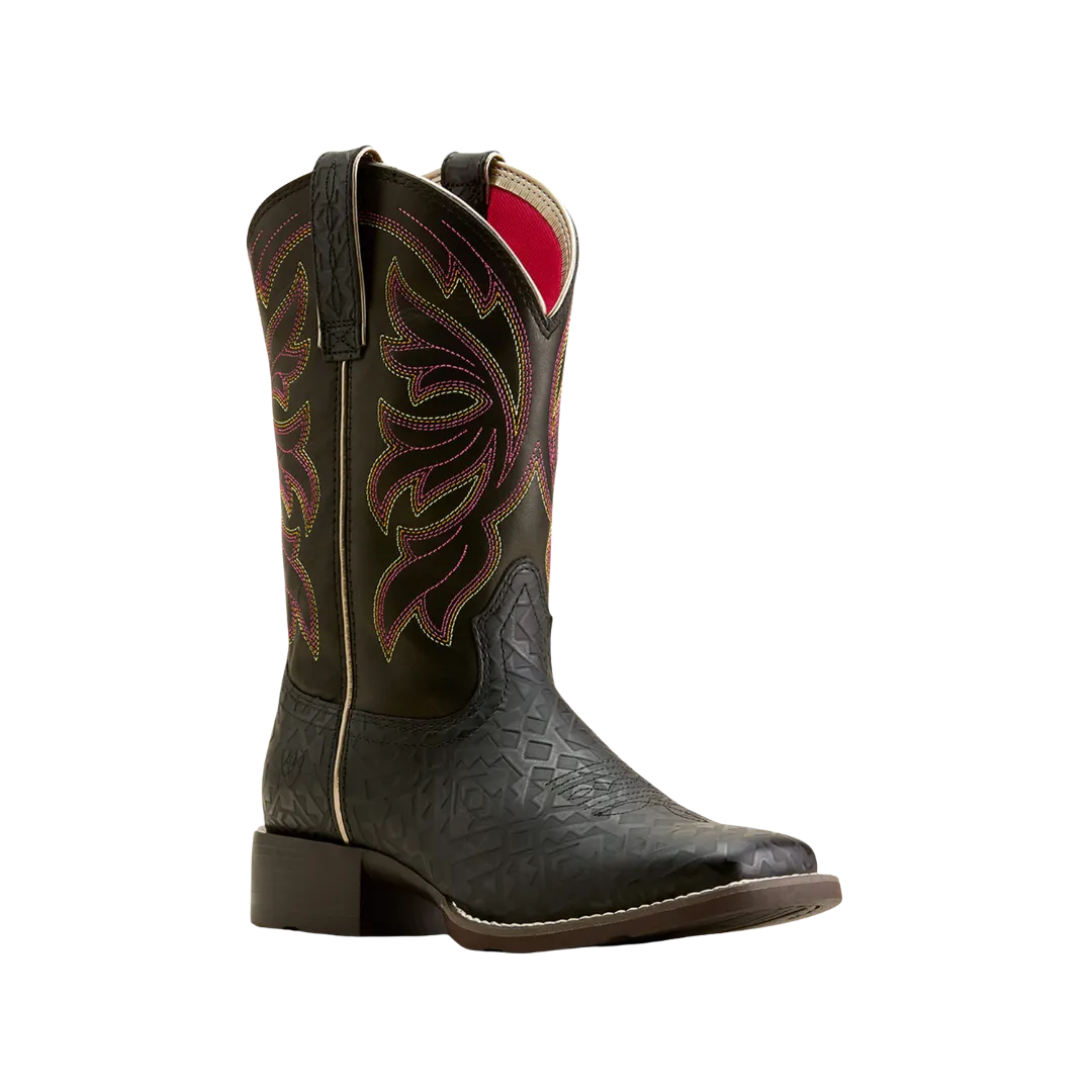 Arithtat Women's Buckley Western Black Blanket Emboss Limousine Black Boots