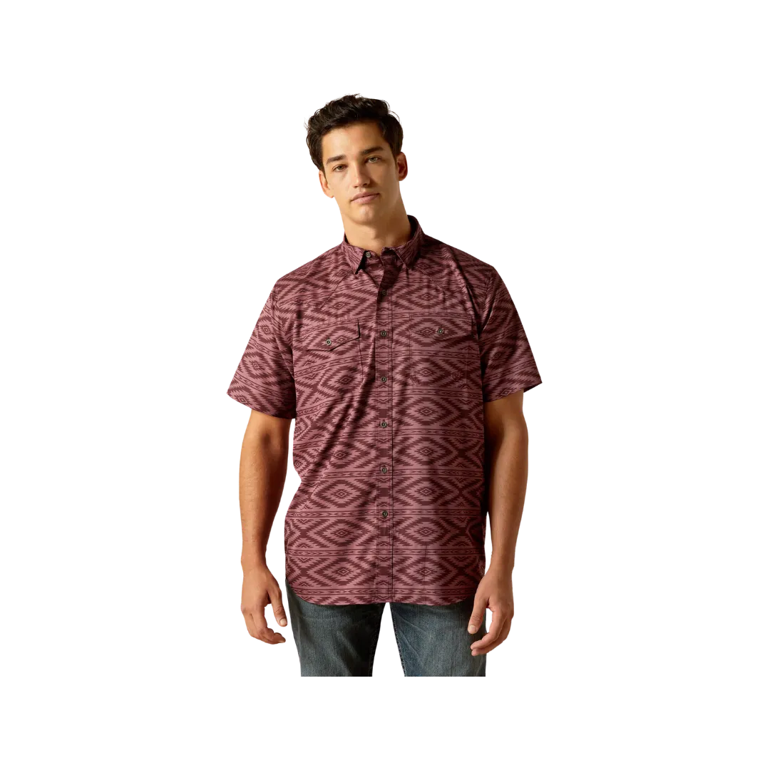 Arithtat Men's Venttek Western Fitted Ss Dark Redwood Shirt