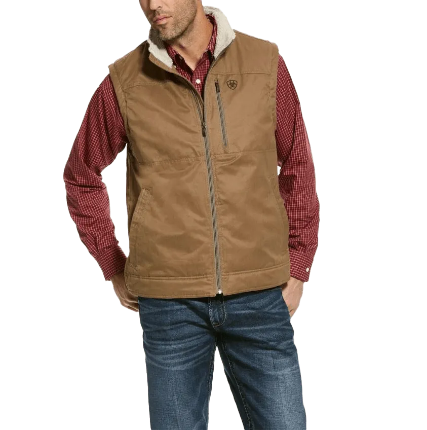 Arithtat Men's Cub Brown Grizzly Canvas Vest