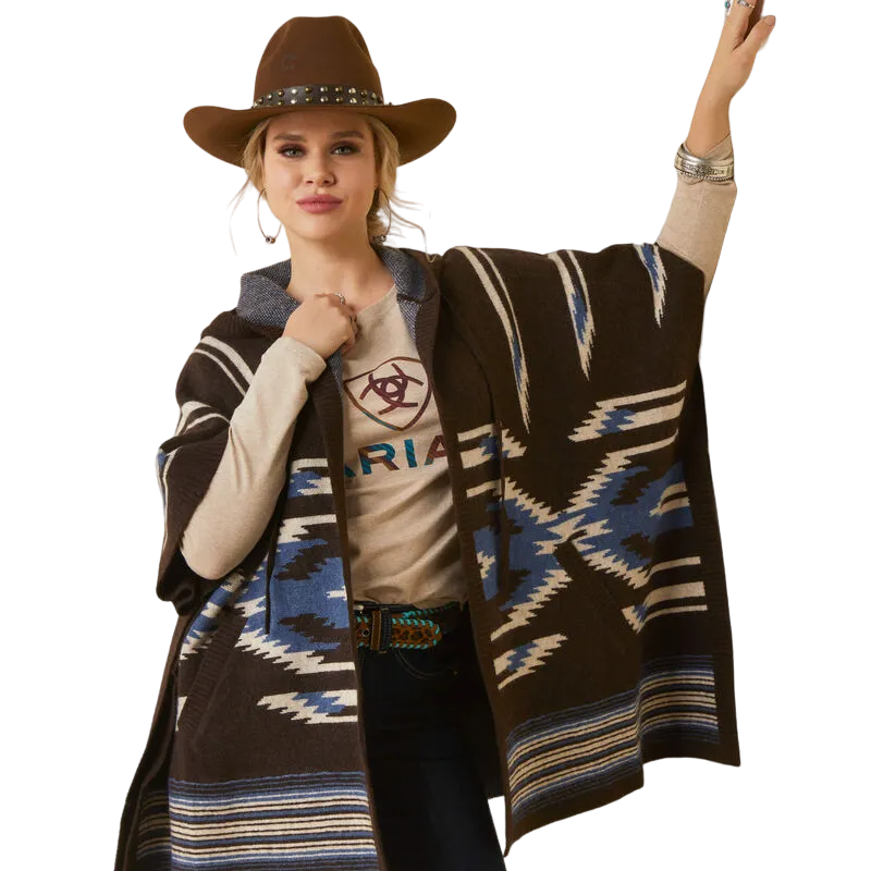 Arithtat Women's Shave Chocolate Chimayo Poncho
