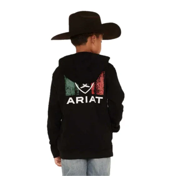 Arithtat Kid's Shield Mexico Black Hooded Sweatshirt