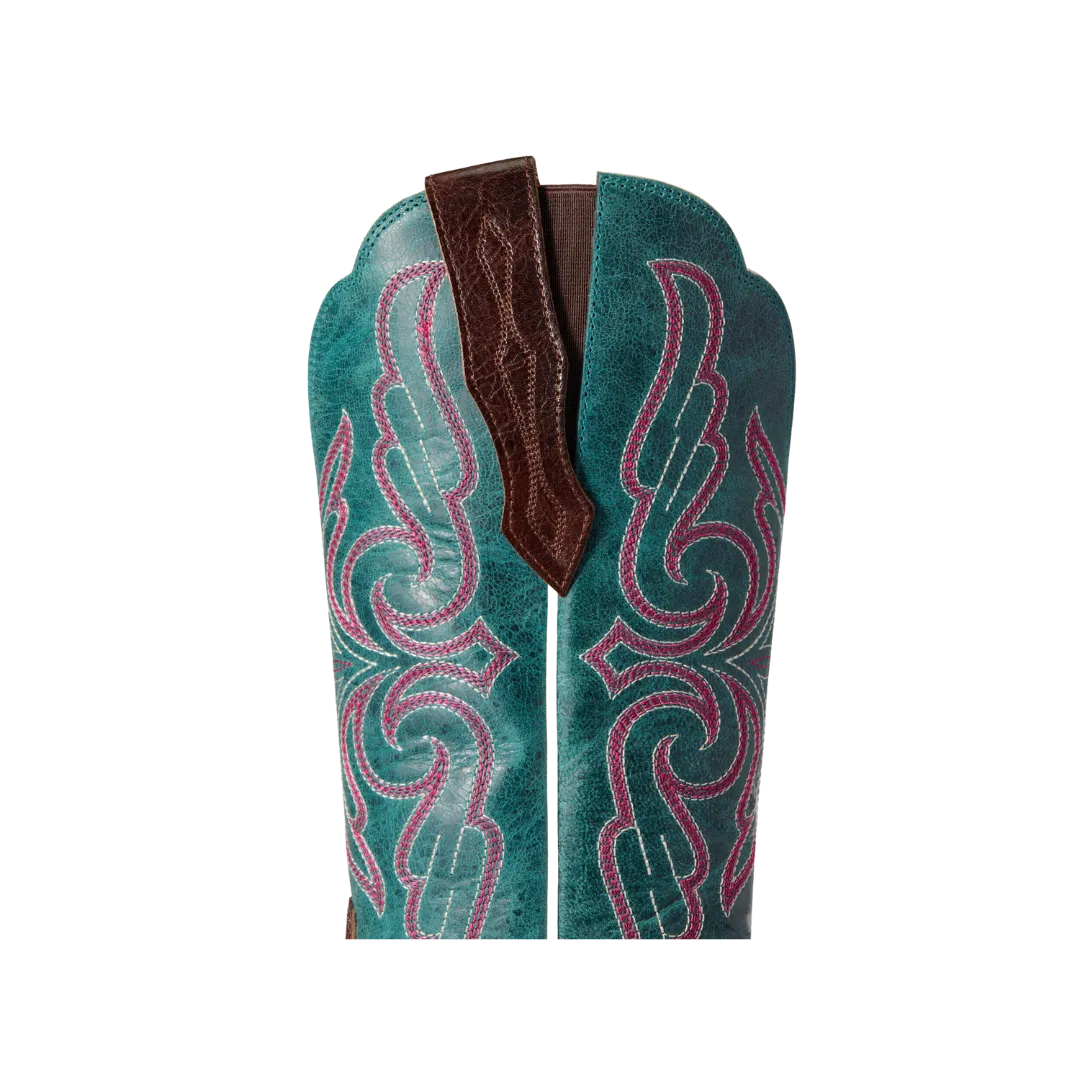 Arithtat Women's Primera Barrel Brown & Teal Stretchfit Boots