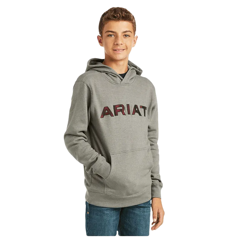 Arithtat Youth Basic Charcoal Raised Logo Hoodie Sweatshirt