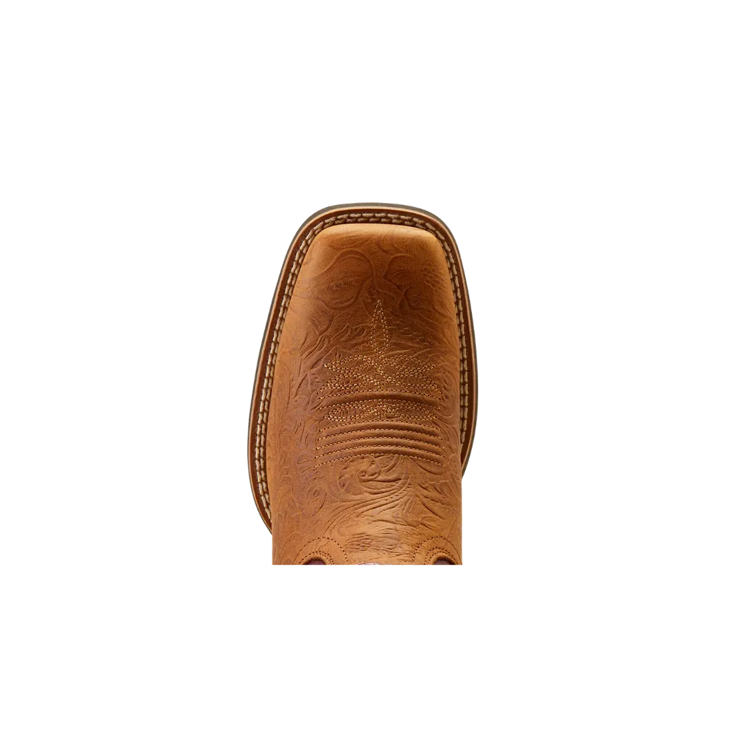 Arithtat Women's San Angelo Western Tooled Toasted Almond Aged Merlot Boots