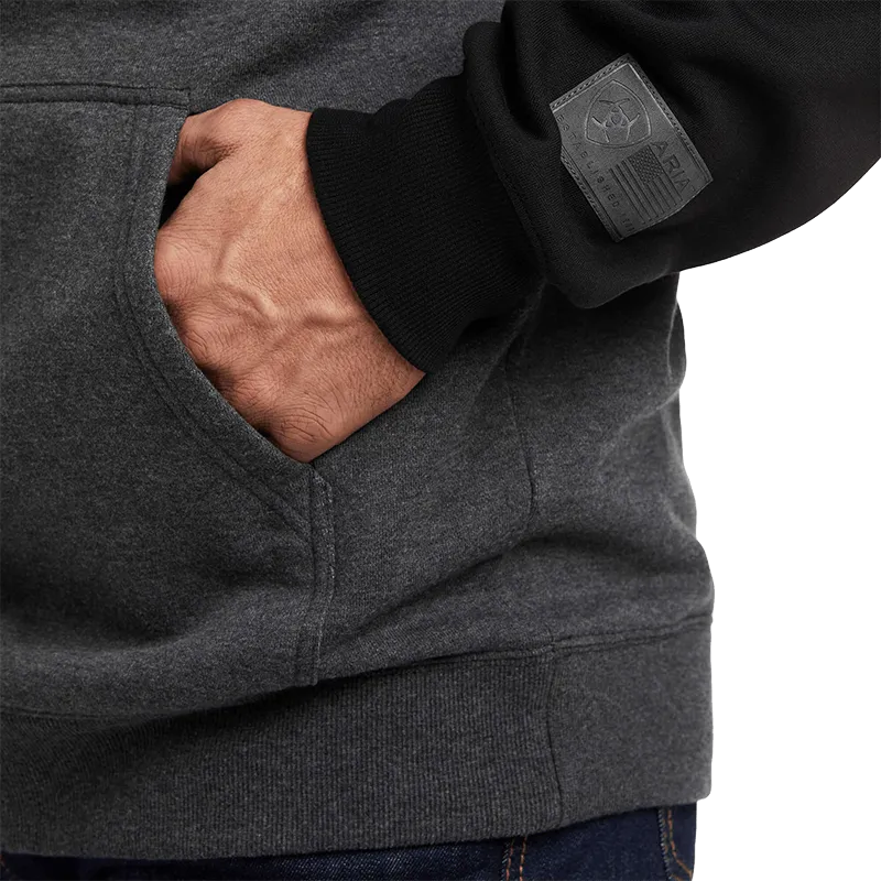 Arithtat Men's Lifted Chenille Black Hoodie Sweatshirt