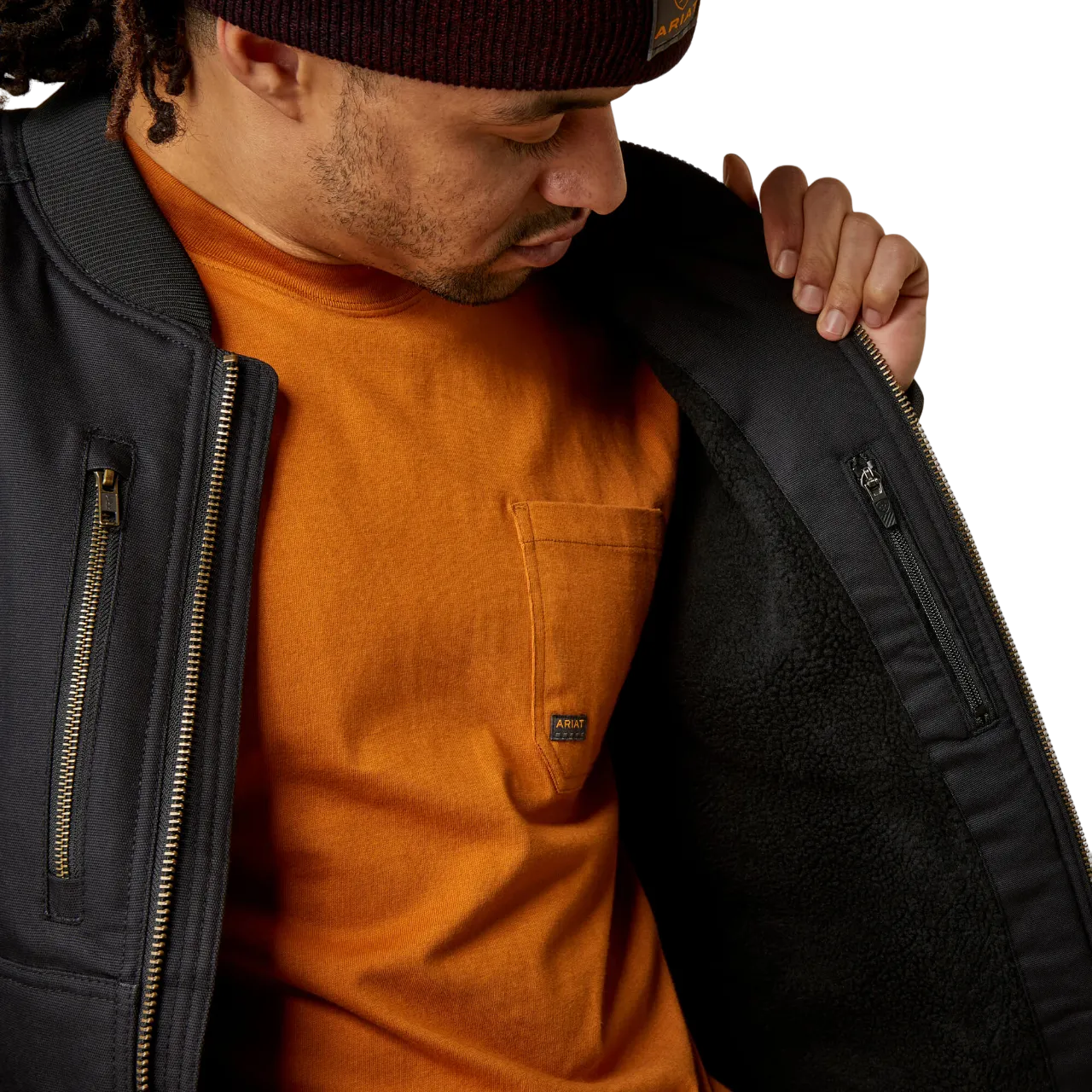 Arithtat Men's Black Rebar Stretch Canvas Bomber Jacket