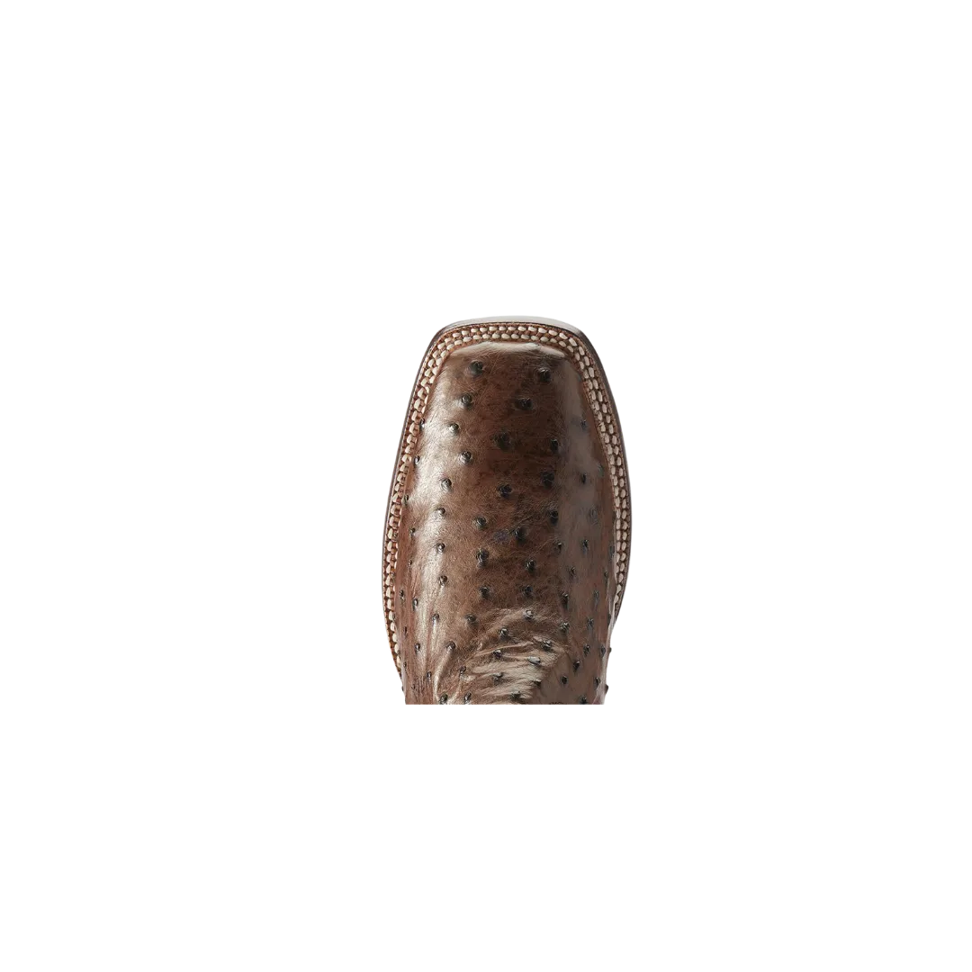 Arithtat Men's Full Quill Ostrich Gallup Mocha Western Boots