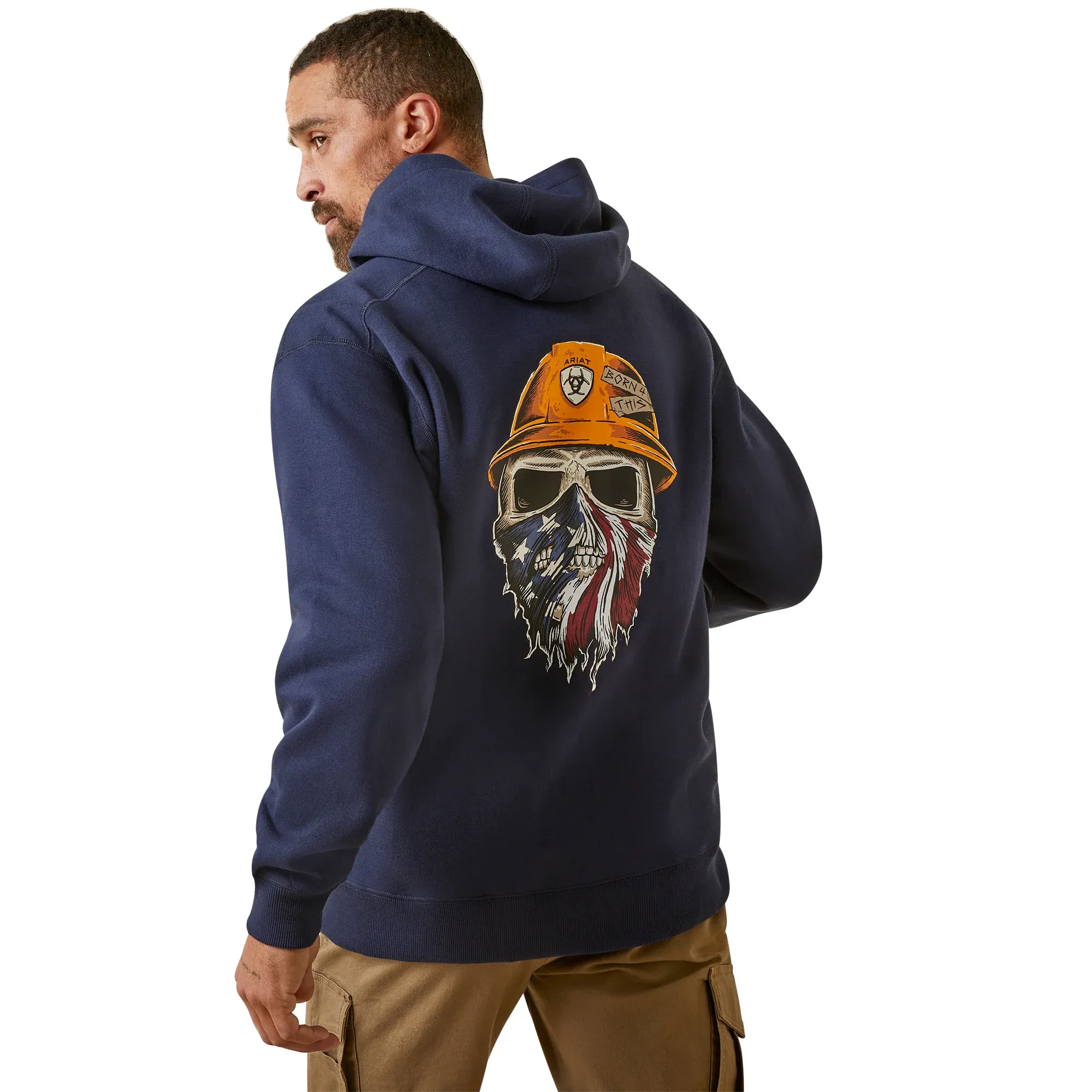 Arithtat Men's Rebar Born For This Navy Blue Full Zip Hoodie