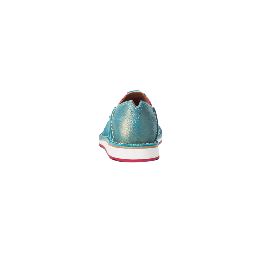 Arithtat Women's Pool Blue with Floral Print Cruiser Shoes