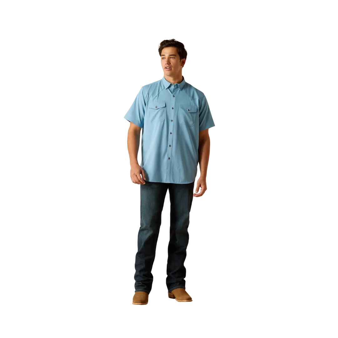 Arithtat Men's Venttek Western Fitted Ss Blue Dawn Shirt