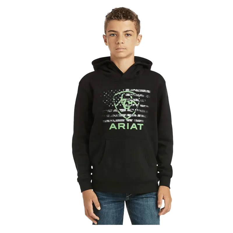 Arithtat Boy's Black Basic Hood Outerwear Sweatshirt