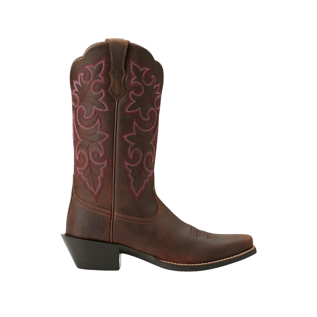 Arithtat Women's Round Up Square Toe Western Powder Brown Boots