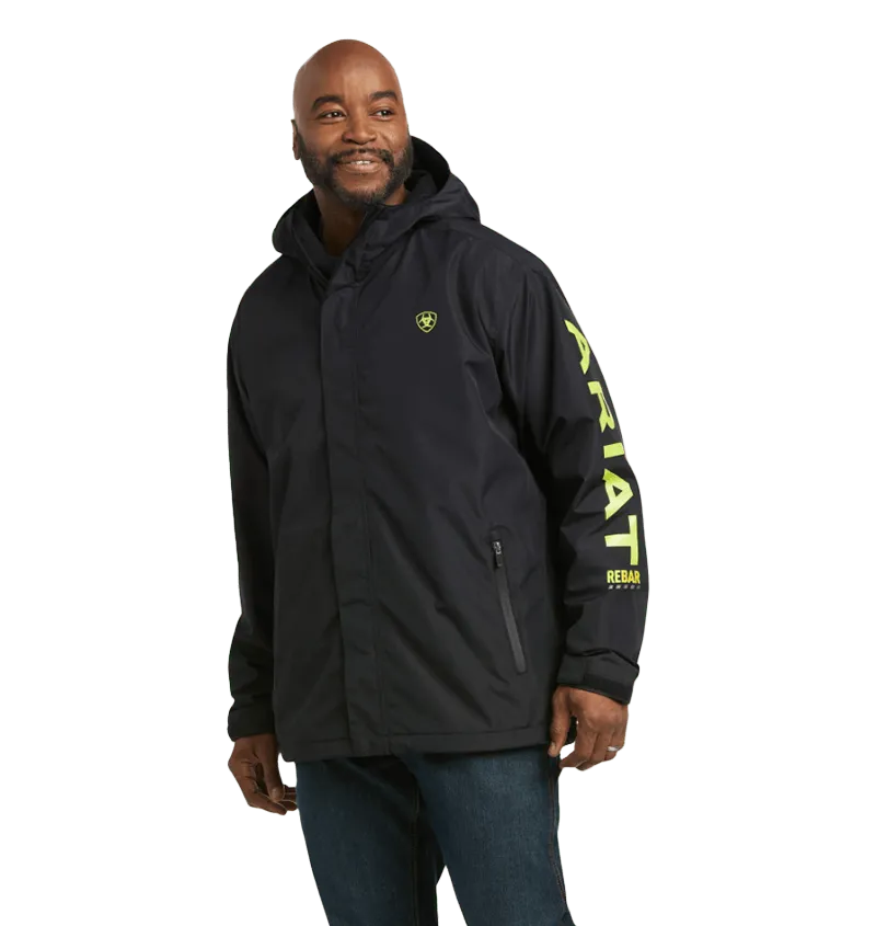 Arithtat Men's Rebar Stormshell Logo Waterproof Black Jacket