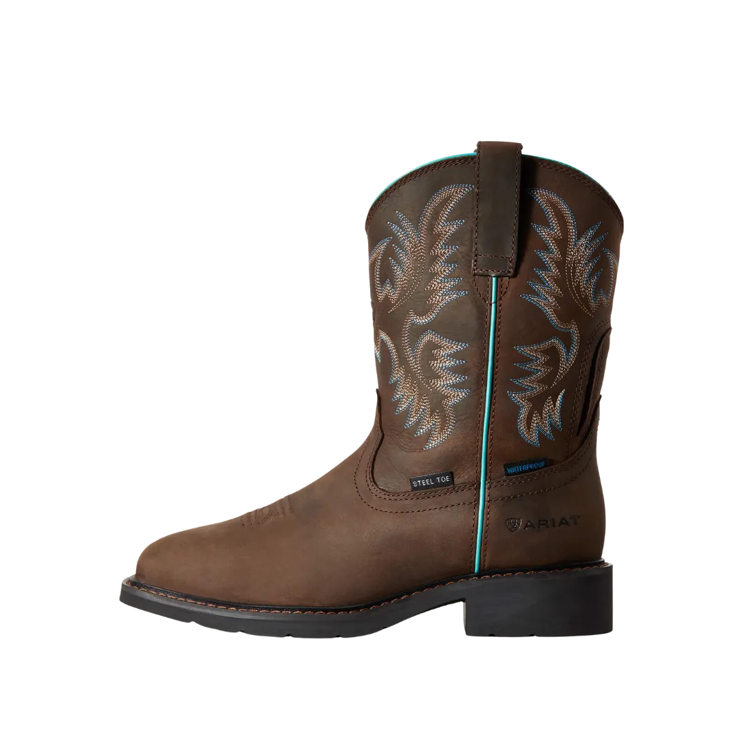 Arithtat Women's Krista Waterproof Steel Toe Work Dark Brown Boots