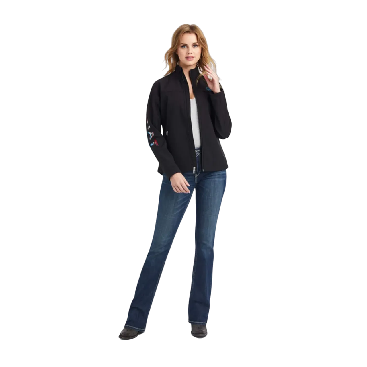 Arithtat Women's Chimayo Black Aztec Softshell Jacket