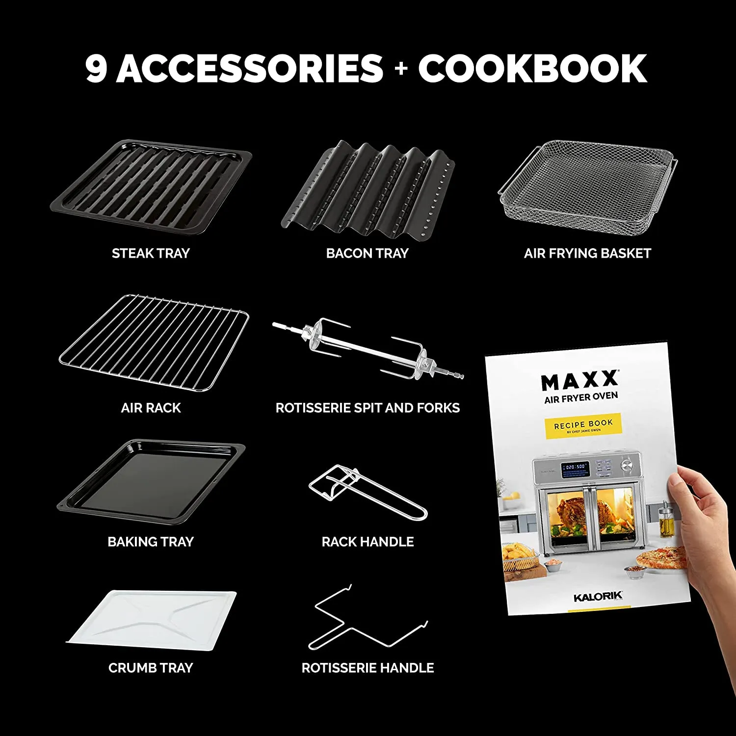 Digital Air Fryer Oven AFO 46045 SS 26 Quart 10-in-1 Countertop Toaster Oven & Air Fryer Combo Rotisserie, Broiler, Dehydrator, & More | 9 Accessories & Cookbook | 21