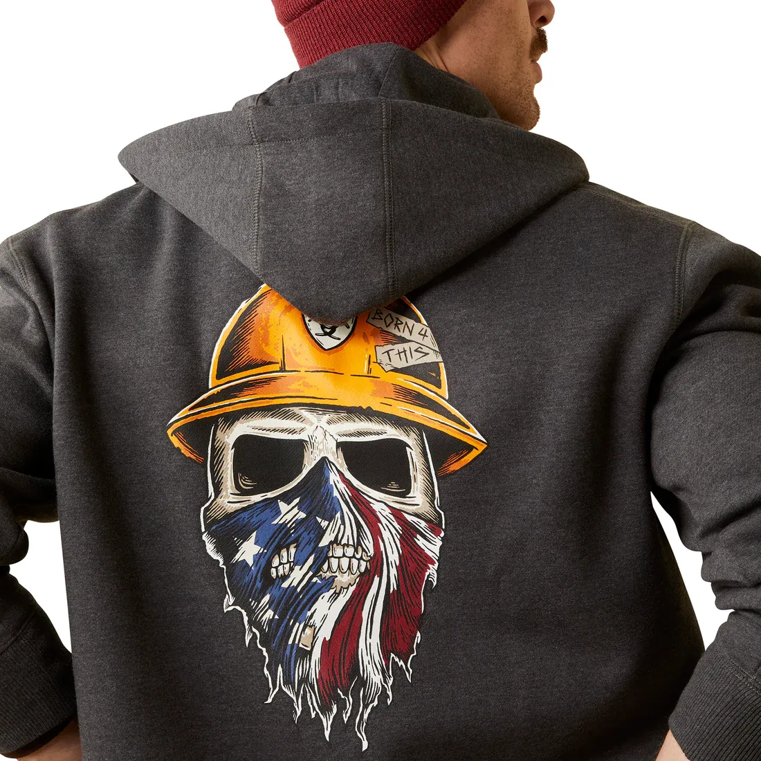 Arithtat Men's Rebar Born For This Full Zip Charcoal Heather Hoodie