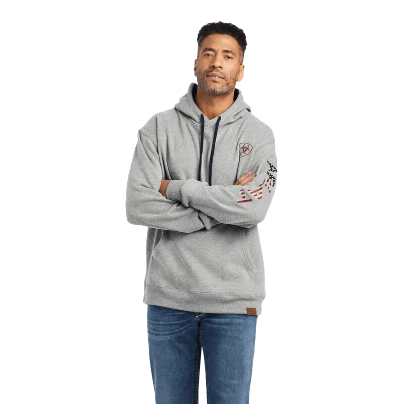 Arithtat Men's Heather Grey Chimayo Graphic Pullover Hoodie