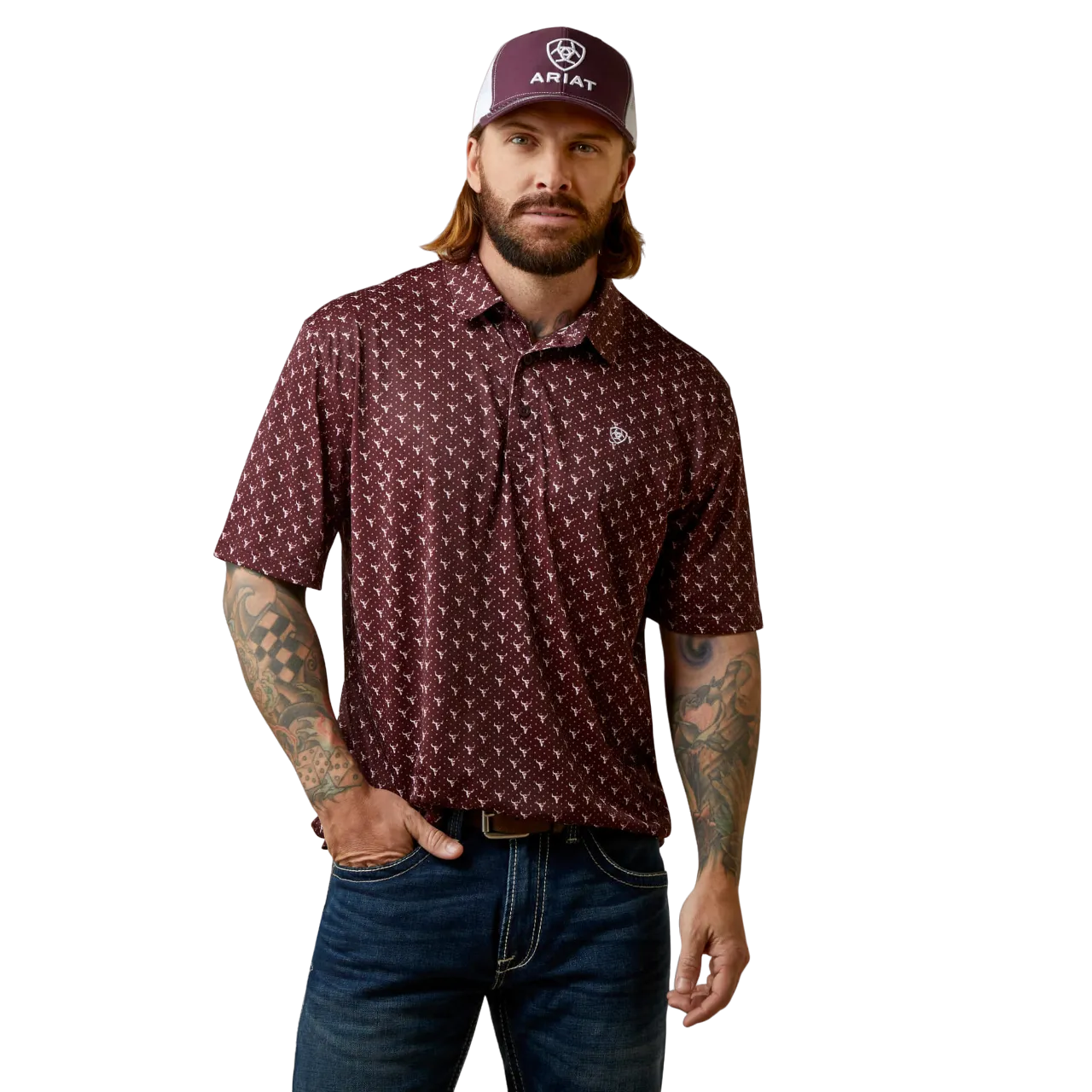 Arithtat Men's Malbec All Over Print Polo