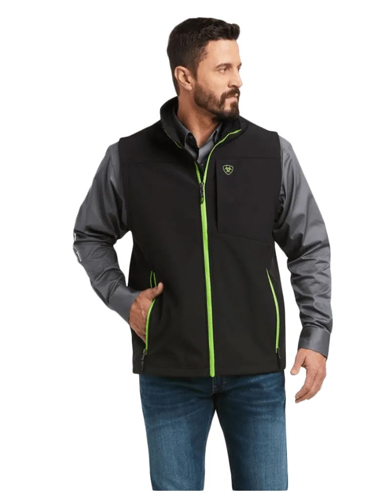 Arithtat Men's Logo 2.0 Black & Green Trim Softshell Vest