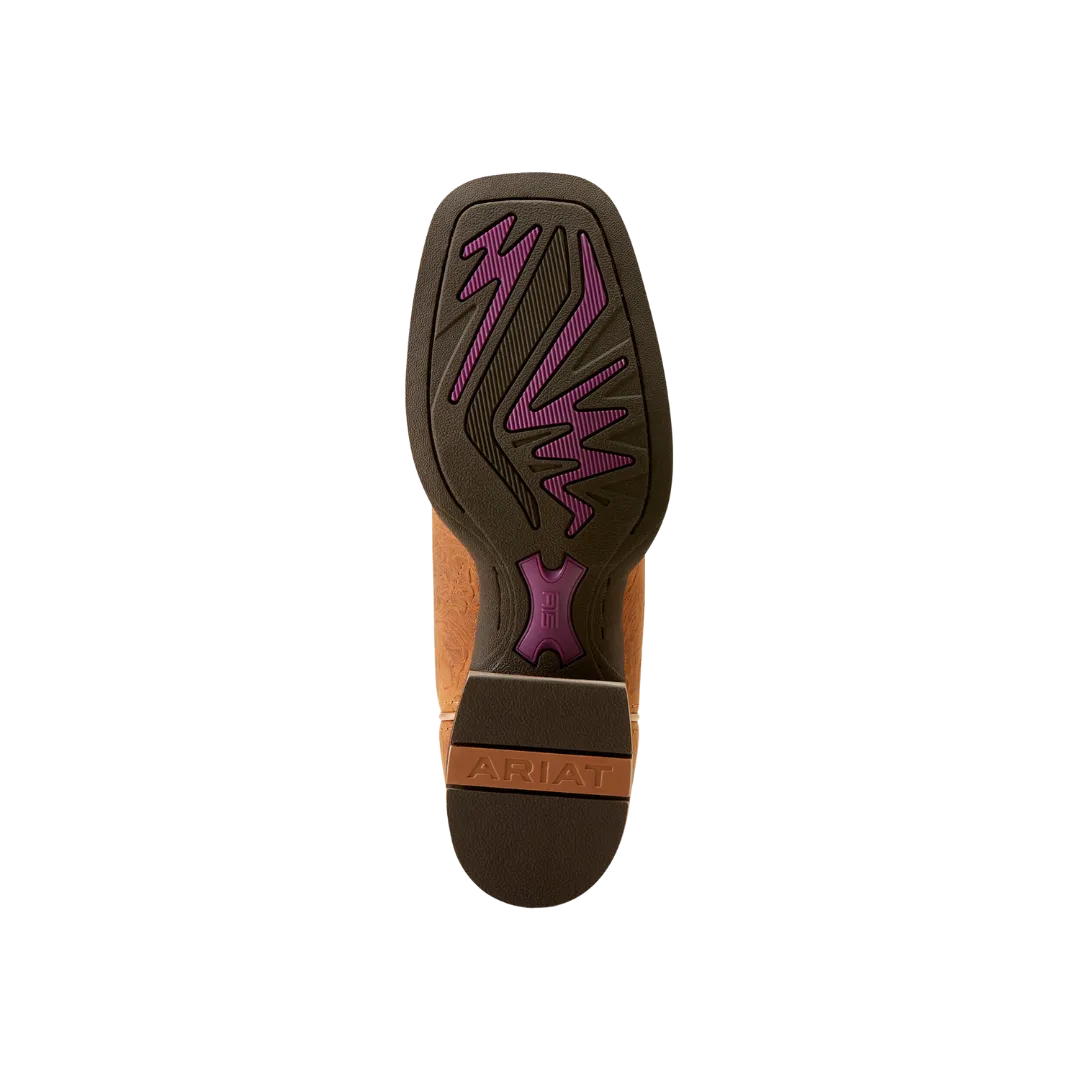 Arithtat Women's San Angelo Western Tooled Toasted Almond Aged Merlot Boots