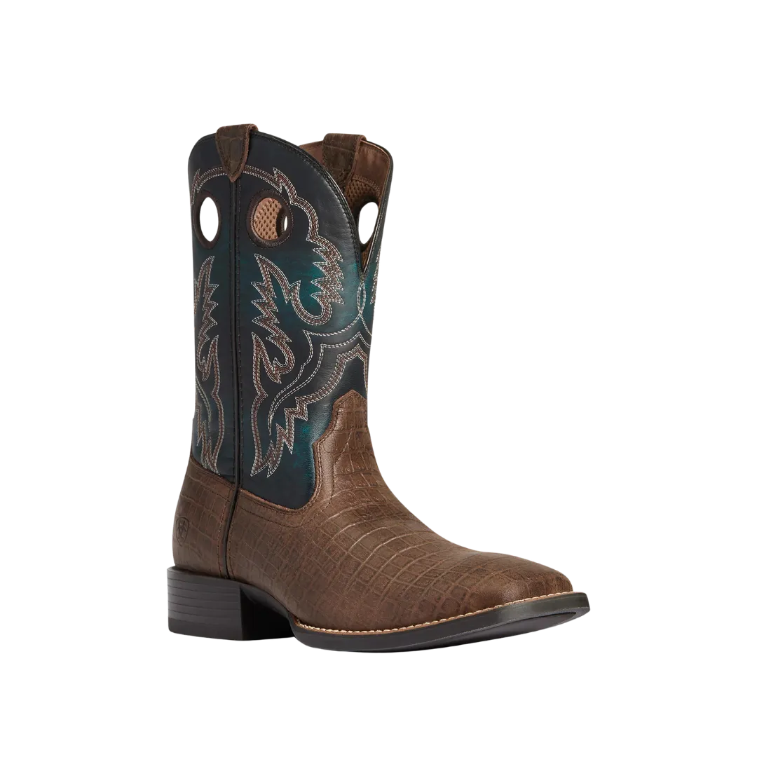Arithtat Men's Sport Buckout Deep Blue Croc Print Boots