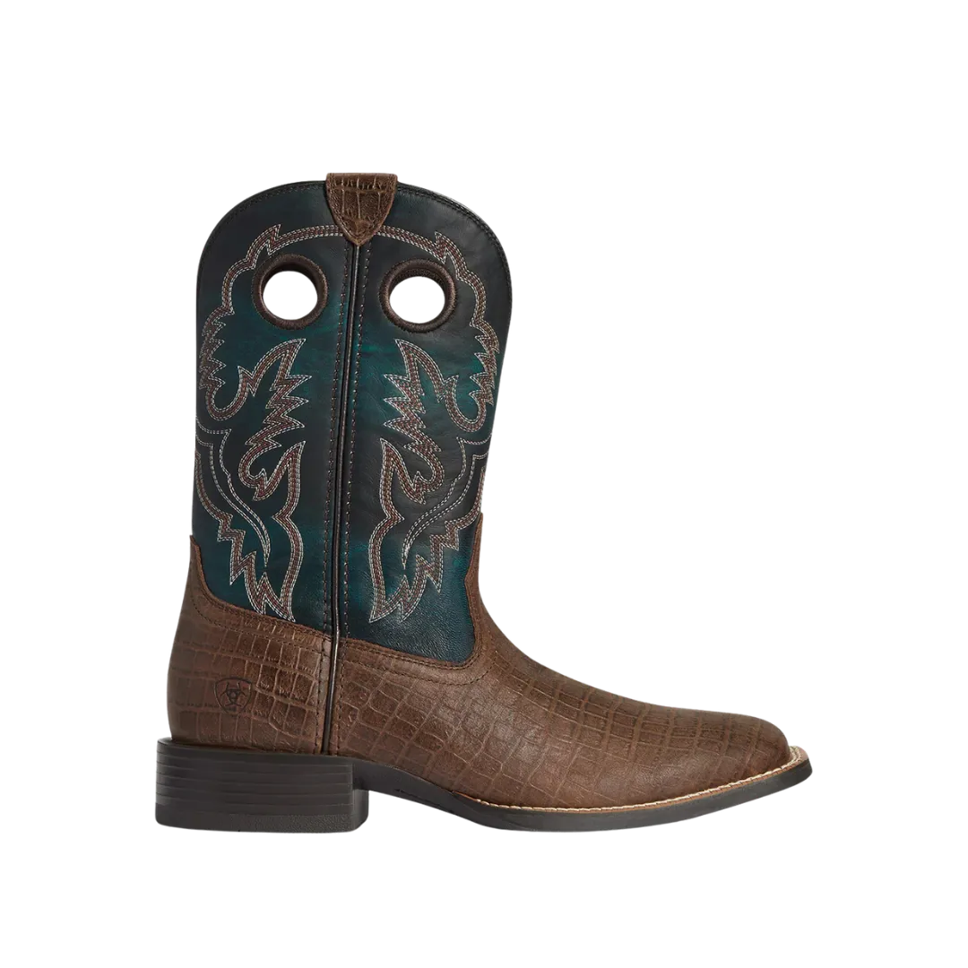 Arithtat Men's Sport Buckout Deep Blue Croc Print Boots